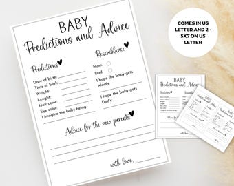 Baby Predictions & Advice Game: Minimalist Baby Shower (Digital Download)