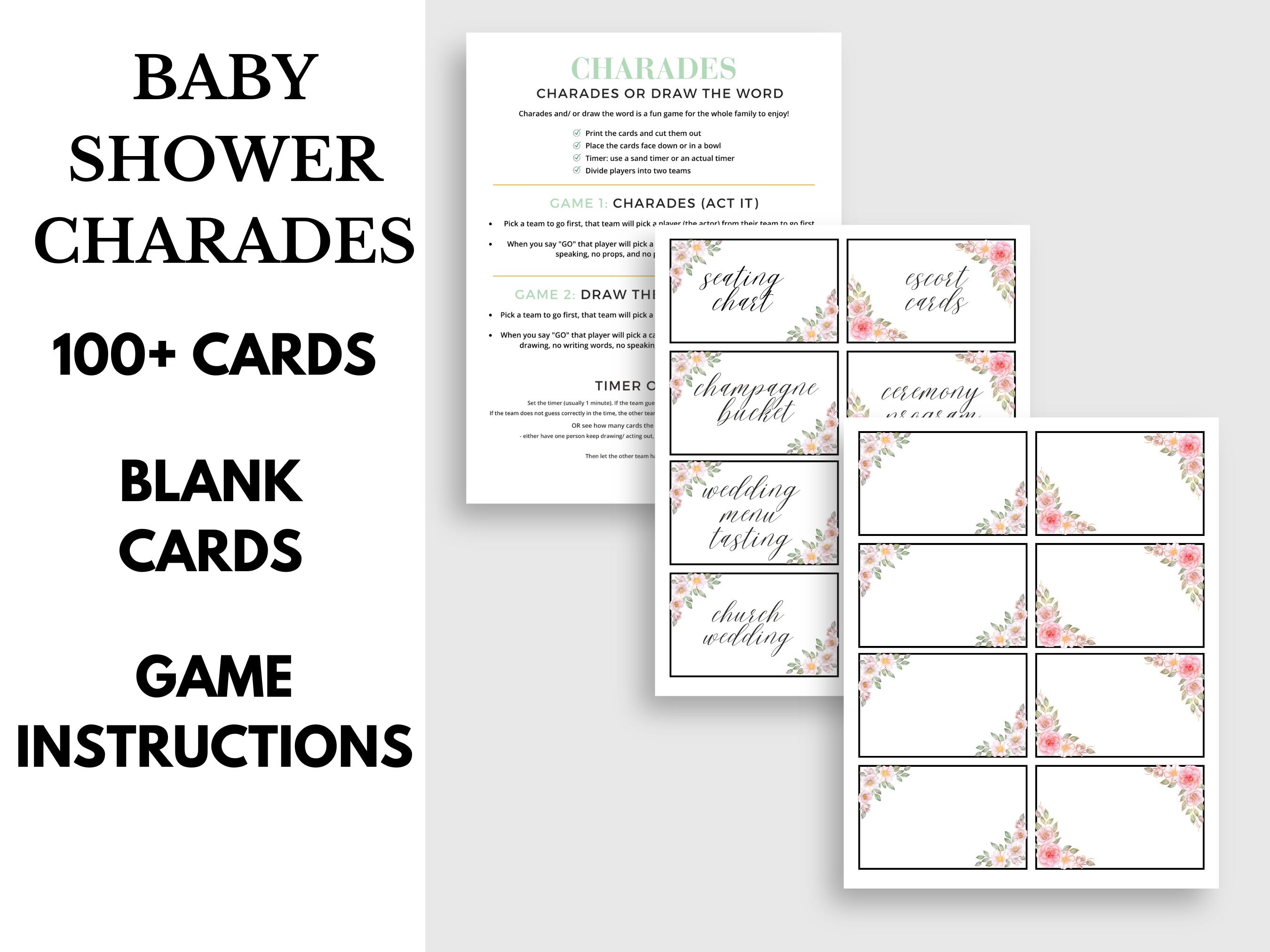 Wedding Charades Printable, Bridal Shower Games, Wedding Shower Games ...