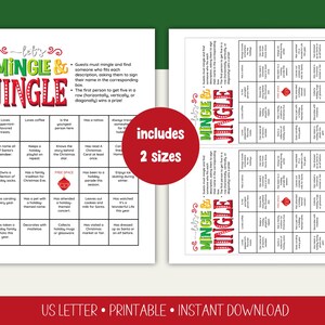 Jingle and Mingle Bingo, Holiday Office Game, Holiday Party Bingo, Christmas Bingo, Find The Guest Bingo, Fun Christmas Game