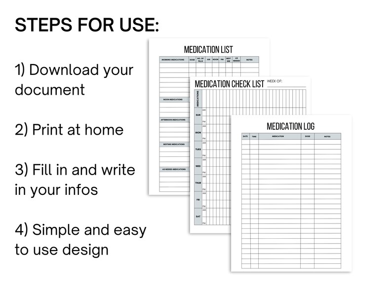 Printable Medication Tracker, Log, Checklist (PDF) - Etsy