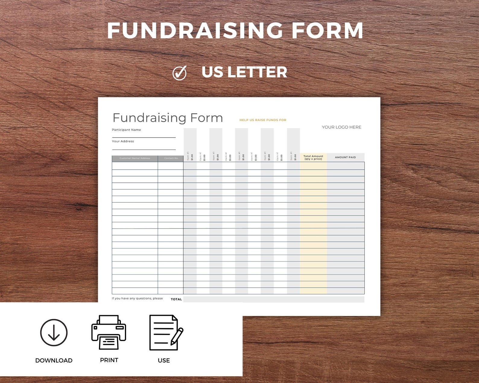 Editable School Fundraiser Order Form Template (digital Download) - Etsy