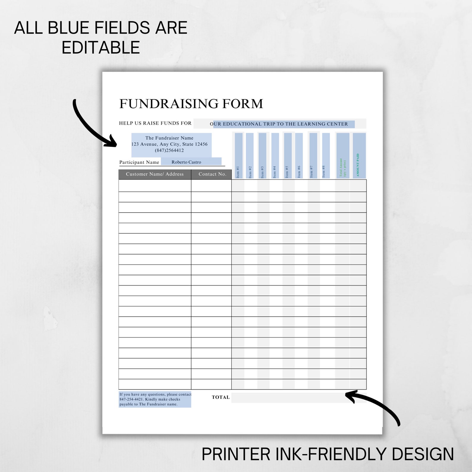 Editable School Fundraiser Order Form: Printable Canva Template ...