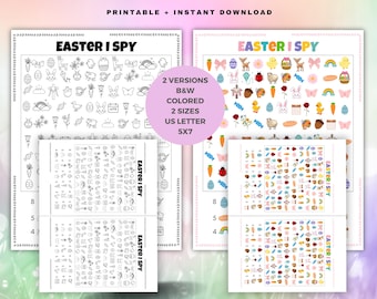 Easter I Spy Game Printable For Kids, I Spy Worksheet For Easter Activities, Easter Games