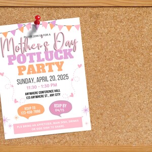 Editable Mother's Day Potluck Invitation: Brunch Party Flyer (Digital Download) image 5