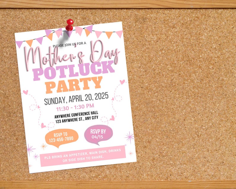 Editable Mother's Day Potluck Invitation: Brunch Party Flyer (Digital Download) image 5