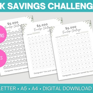 5000 Savings Challenge, 5K Savings Challenge Envelope, 5K Saving Challenge, 5000 Envelope Challenge
