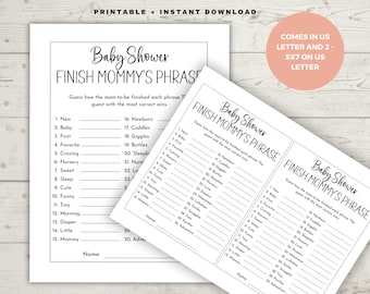 Finish Mommy's Phrase Baby Shower Game (PDF)