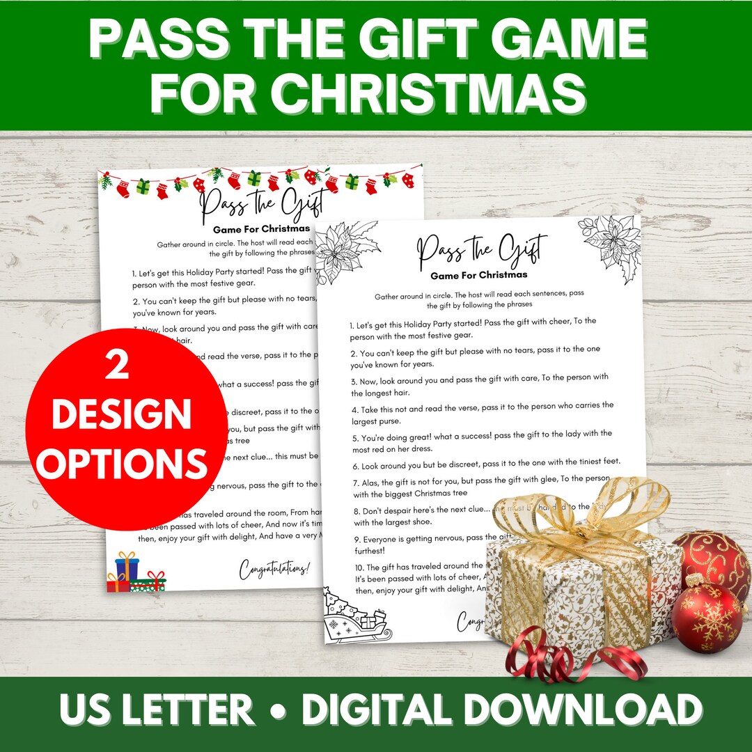 Christmas Pass the Gift Game, Pass the Holiday Gift Game, Adult