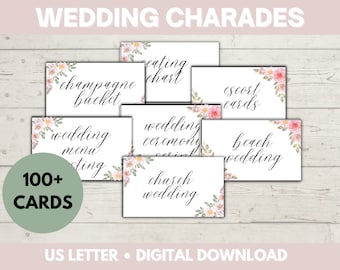 Bruiloft Charades Afdrukbaar, Bruidsdouchespellen, Bruiloftsdouchespellen, Charades voor volwassenen, Instant Download