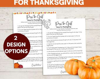 Thanksgiving Pass the Gift Game, Family Reunion Party (Digital Download)