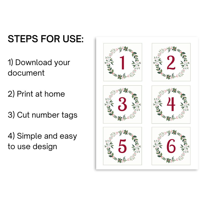 Advent Calendar Number Printable, Christmas Countdown (PDF) - Etsy