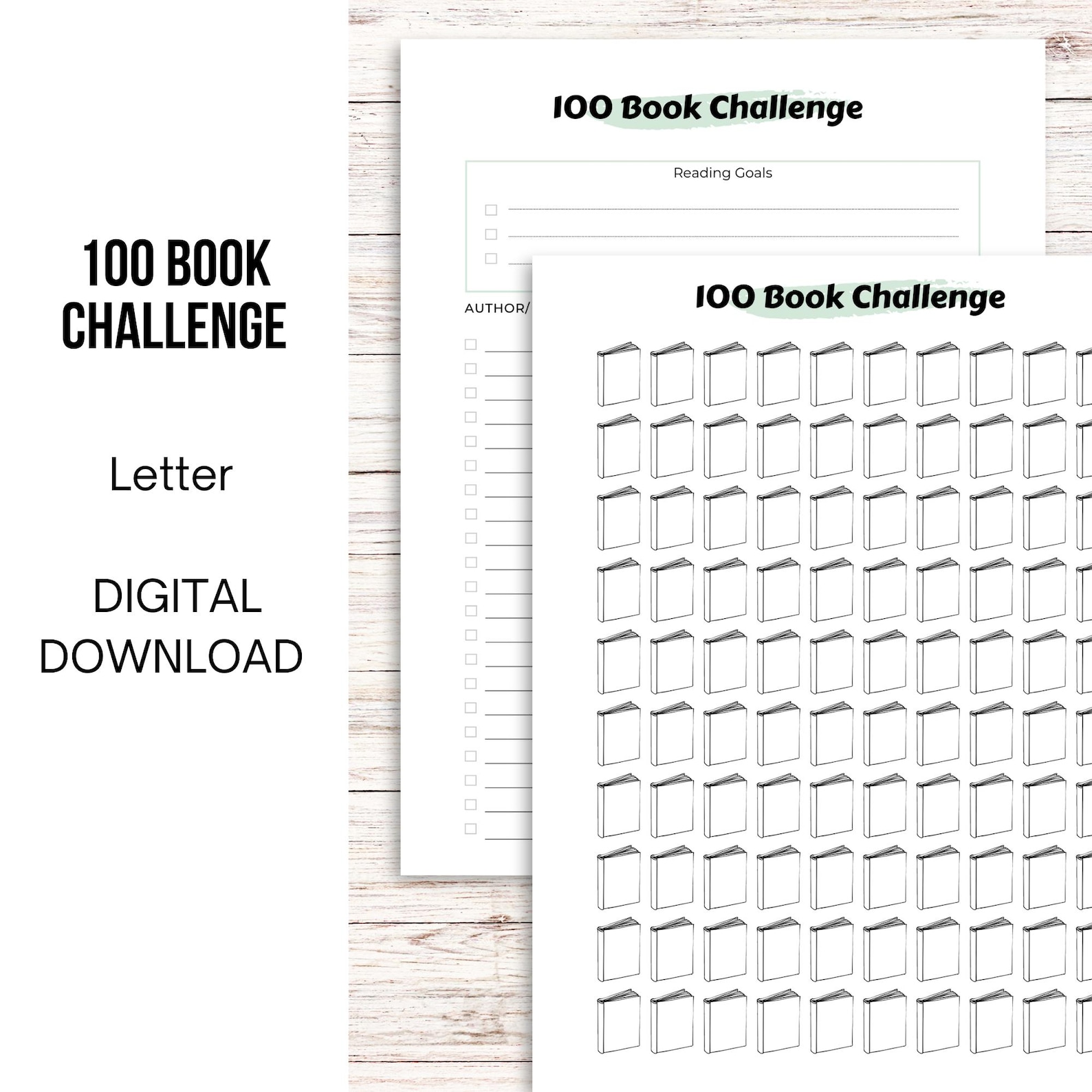 100 Book Challenge Printable: Adult Reading Log (PDF) - Etsy