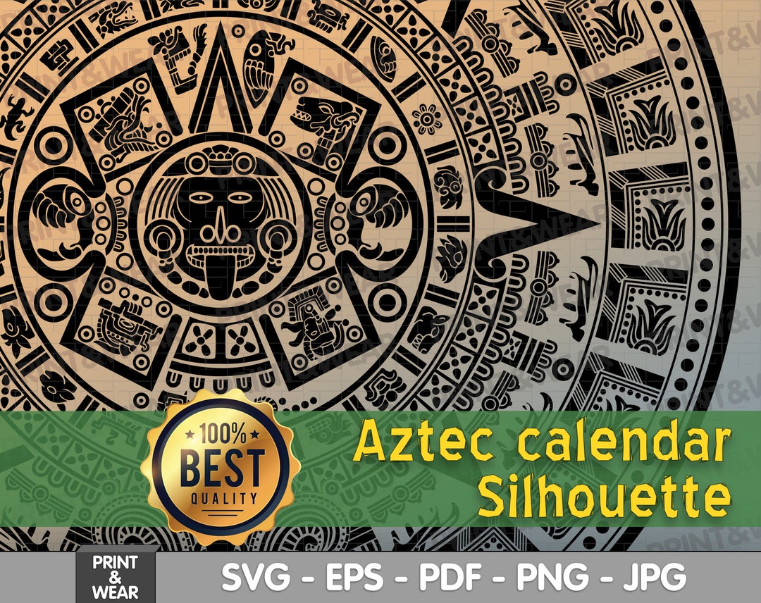 Aztec Calendar Svg, Mexica Calendar Svg, Sun Stone Calendar, Mayan
