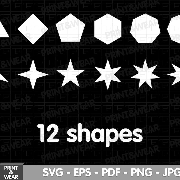 Basic shapes svg bundle, triangle svg, quad svg, romb svg, star svg, pentagon svg, hexagon svg, heptagon svg, octagon svg, eps, pdf, png jpg