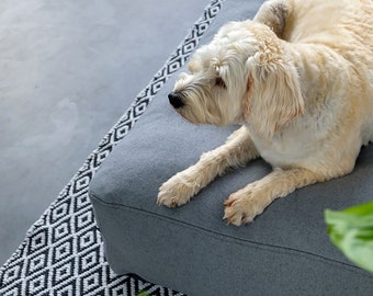 Medium Grey Luxury Wool Filled Dog Bed / Eco friendly / Sustainable Materials / Hand Made in the UK / Refillable Mattress / 5 Year Warranty