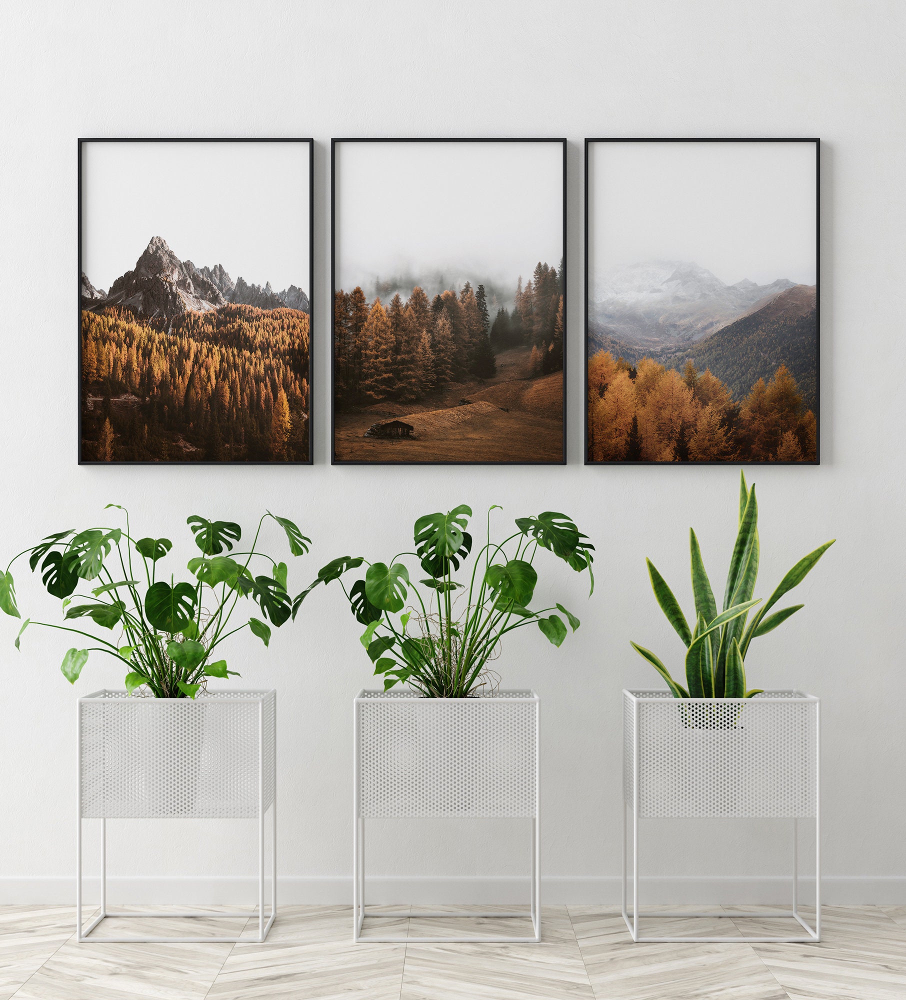 Mountain Wall Art Forest Prints Set Of 3 Wall Art Mountain Etsy