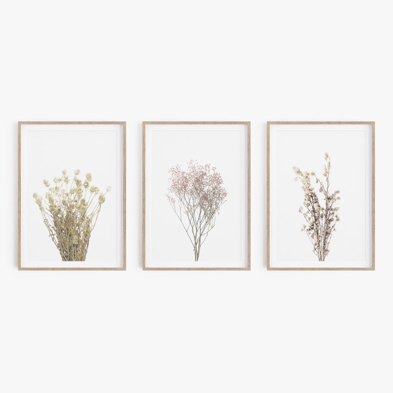 Botanical Wall Art Set Of 3 Wall Art Wildflowers Print Etsy