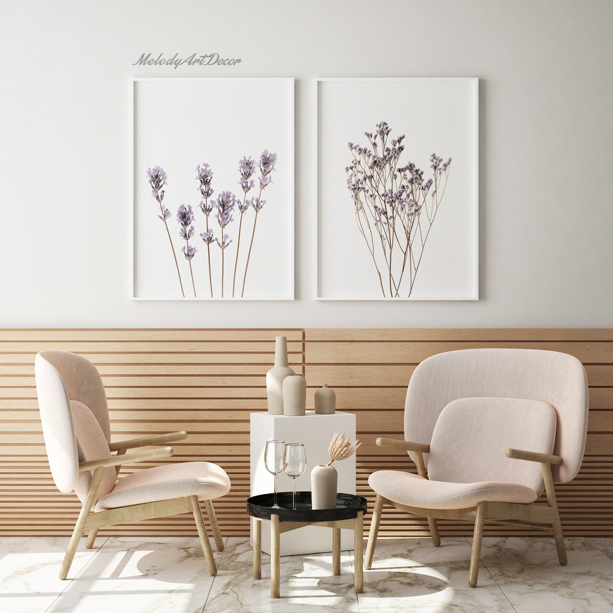 Wildflowers Print Floral Wall Decor Purple Flower Dried Etsy
