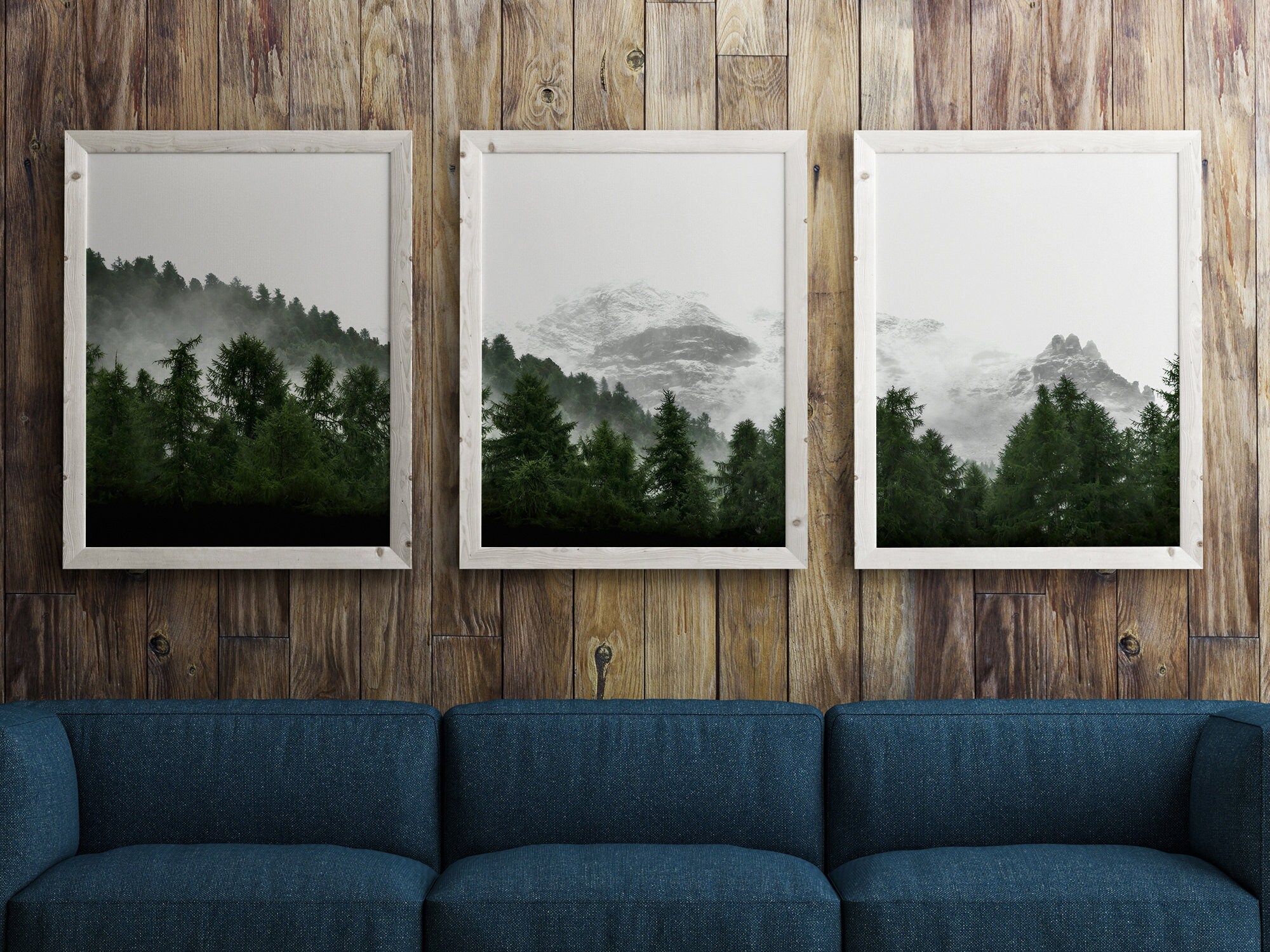 3 Piece Wall Art Forest Wall Art Misty Forest Print Set Of Etsy