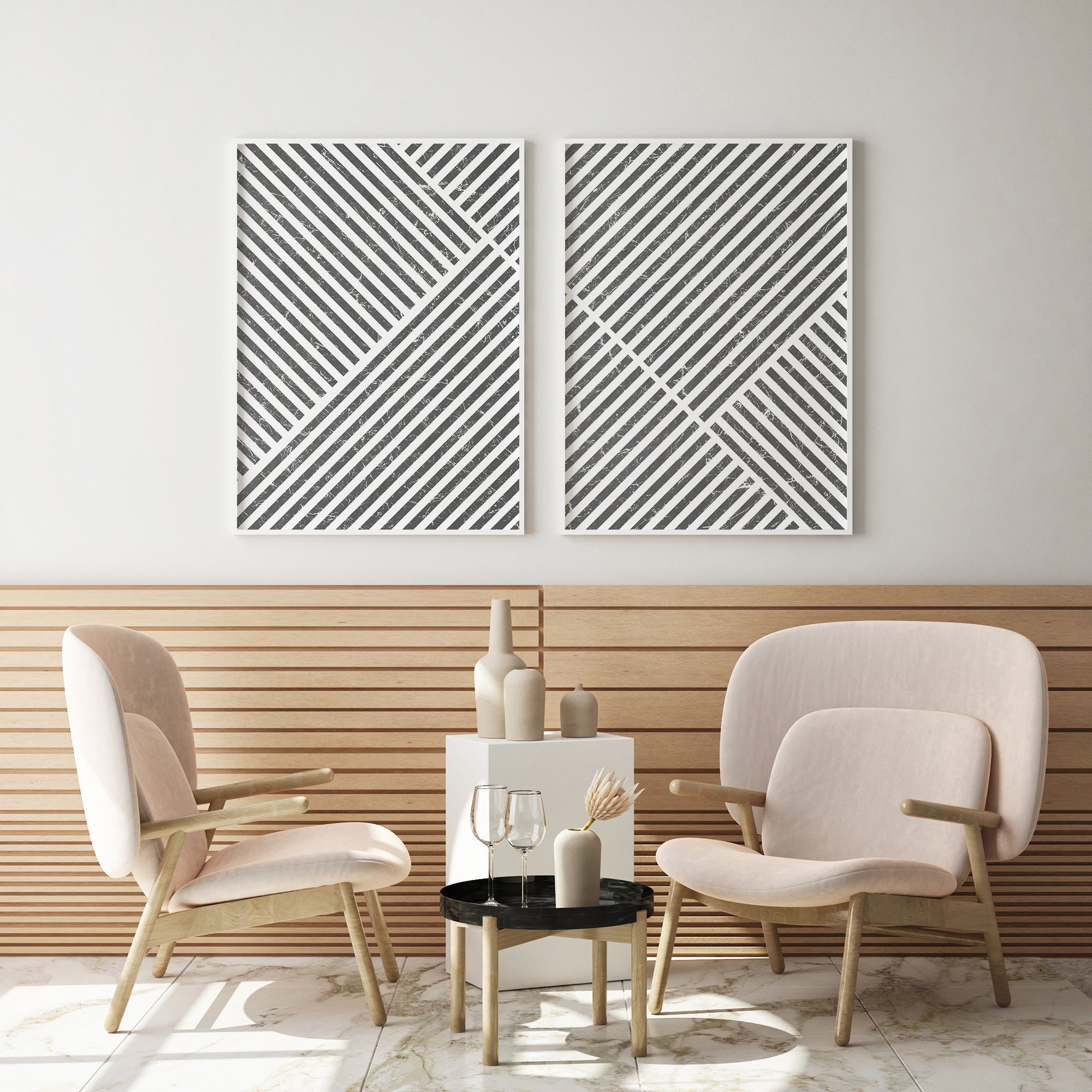 Minimalist Set Of 2 Prints Printable Wall Art Scandinavian Etsy