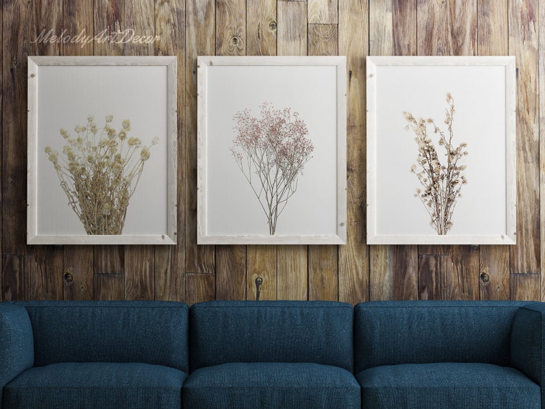 Botanical Wall Art Set Of 3 Wall Art Wildflowers Print Etsy
