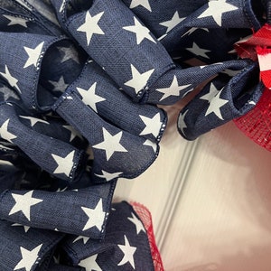 July 4th Patriotic Ribbon Wreath, Red White and Blue Front Door Decor, USA Decor image 10