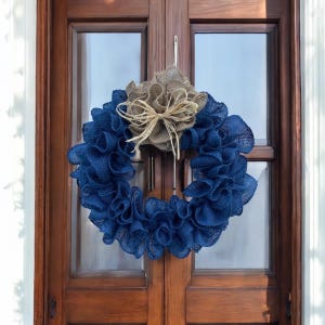 Blue Burlap Wreath