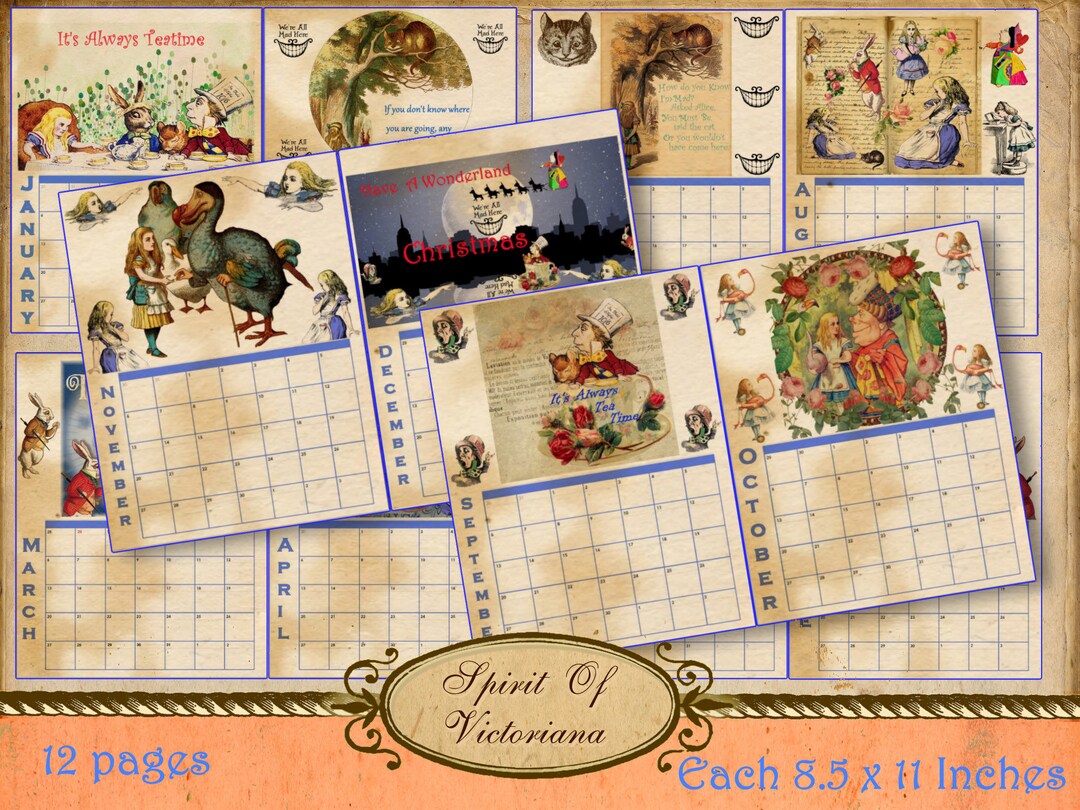 Alice in Wonderland Perpetual Calendar, Alice Birthday Calendar