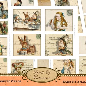 Cartes postales vintage Alice au pays des merveilles, cartes postales victoriennes Tenniel Alice, collection Alice au pays des merveilles, téléchargement numérique instantané