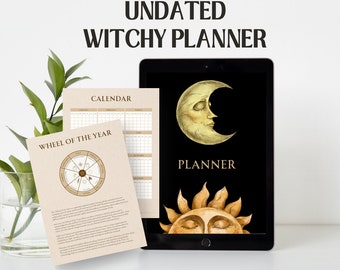 PLR Undated Witchy Digital Planner + GRATIS | Meal Planner, Student Planner | Spiritual Wiccan Gift For Witches | With Resell Rights