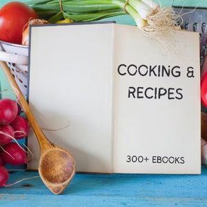 Pacote de e-books de receitas | Mais de 300 pacotes de e-books de culinária e receitas | Mais de 30.000 cartões de receitas | Direitos de revenda | Livro de receitas digitais