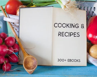 Paquete de libros electrónicos de recetas / Paquete de más de 300 libros electrónicos de cocina y recetas / Más de 30.000 tarjetas de recetas / Derechos de reventa / Libro de cocina digital