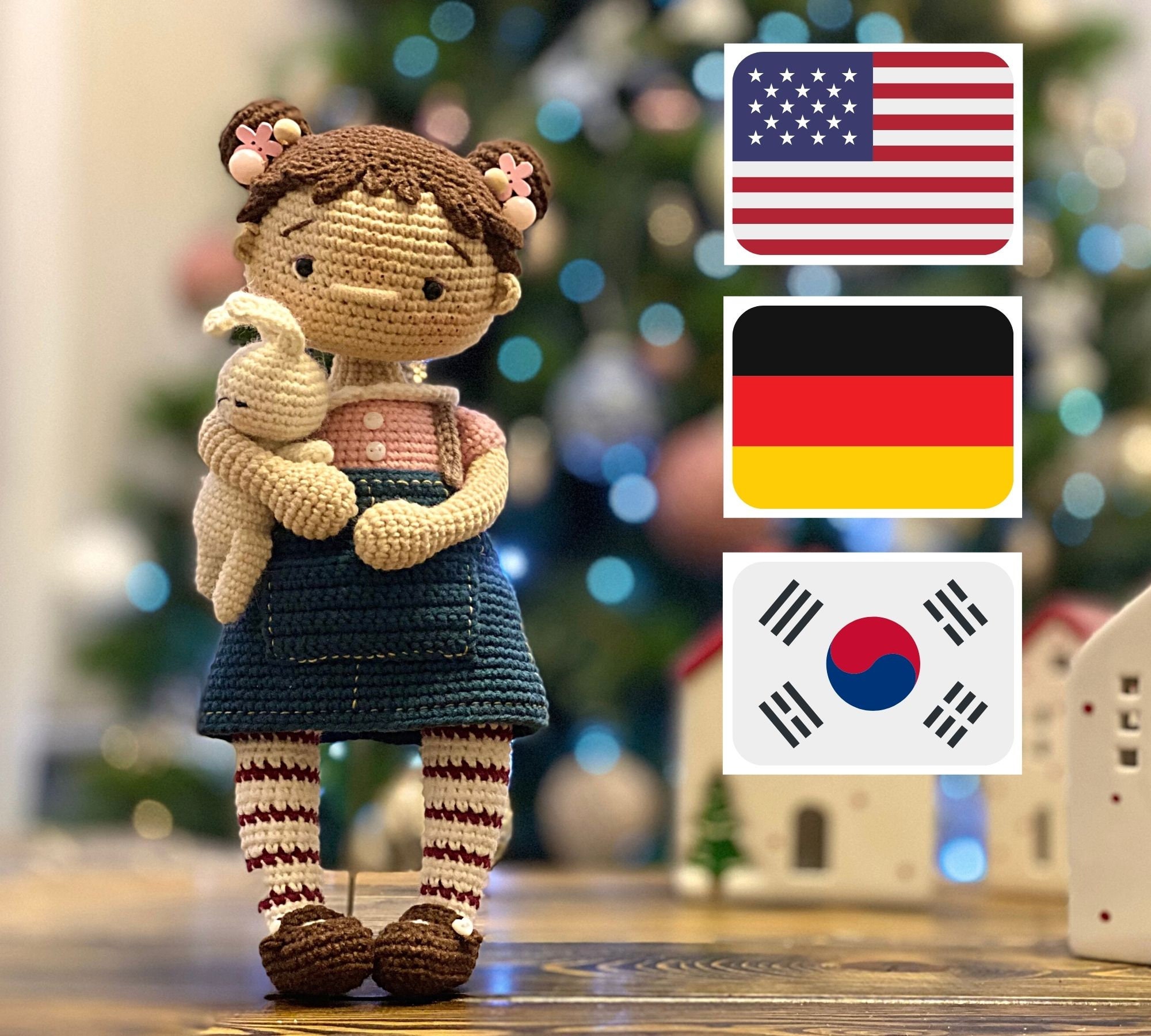 Crochet pattern for doll Little Polly, PDF ( English , Deutsche , Kor…