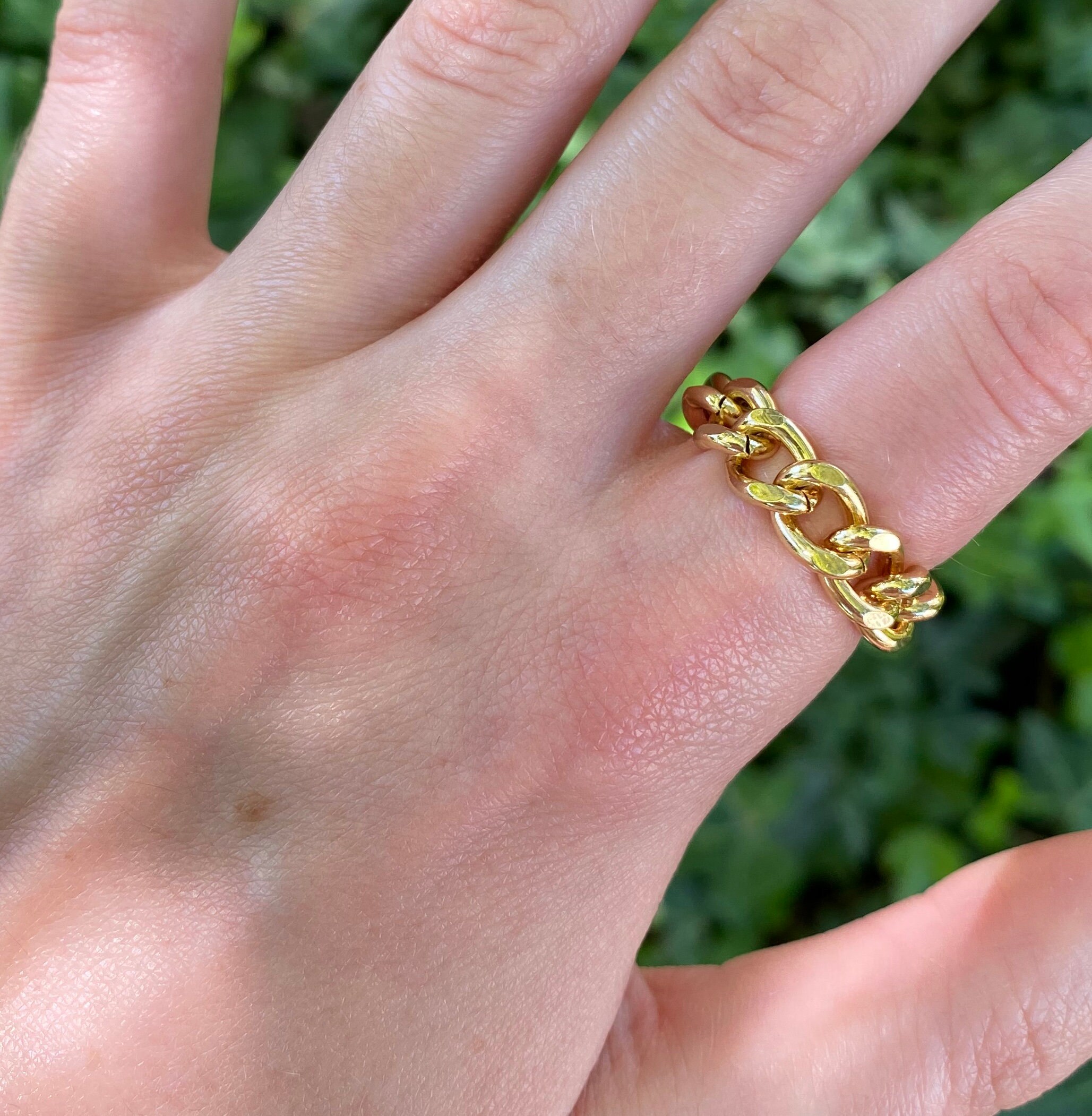 Gold Chain Ring / Chunky Gold Chain Ring / Gold Stacking Ring Etsy