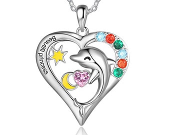 Lovely Moon Star Heart  Enamel Chain Pendant Necklace Women Jewelry UK 