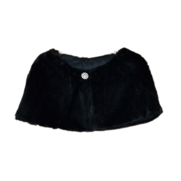 JUST ARRIVED! Sleeveless Faux Fur Shrug in Black with Crystal Brooch. Very Sophisticated and Gorgeously Elegant! Would make a lovely Gift..