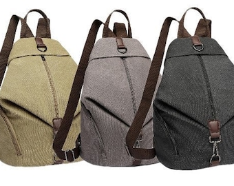 Kono Fashion Anti-Theft Canvas Backpack - This bag has a unique anti-theft feature. Comes in Khaki - Black - Grey - Ideal Gift idea.