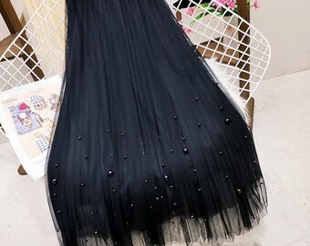 Exquisite Organza Skirts in the Embellished Pearls design - in Black fits up to UK size 14 with elasticated waist - So Pretty!