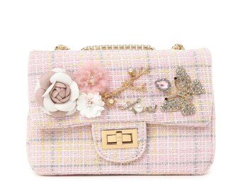 pink tweed bolsa