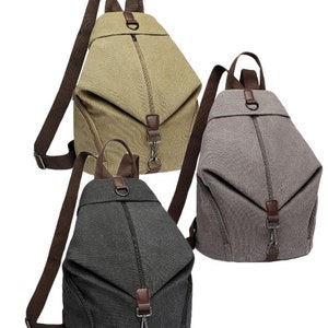 Kono Fashion Anti-Theft Canvas Backpack This bag has a unique anti-theft feature. Comes in Khaki Black Grey Ideal Gift idea. image 10