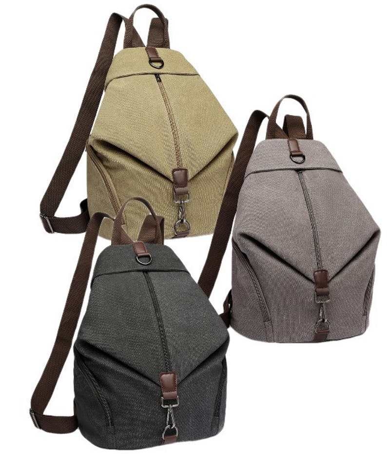 Kono Fashion Anti-Theft Canvas Backpack This bag has a unique anti-theft feature. Comes in Khaki Black Grey Ideal Gift idea. image 10