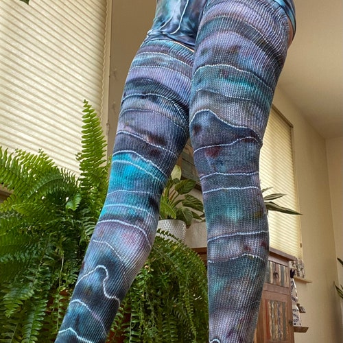 Tie-dyed FALLING RAINBOW Thigh High Cotton Leg Warmer Socks - Etsy