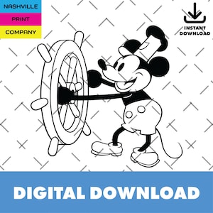 Steamboat Willie SVG & PNG, Digital Download, Cut File, Cricut, Silhouette, Glowforge