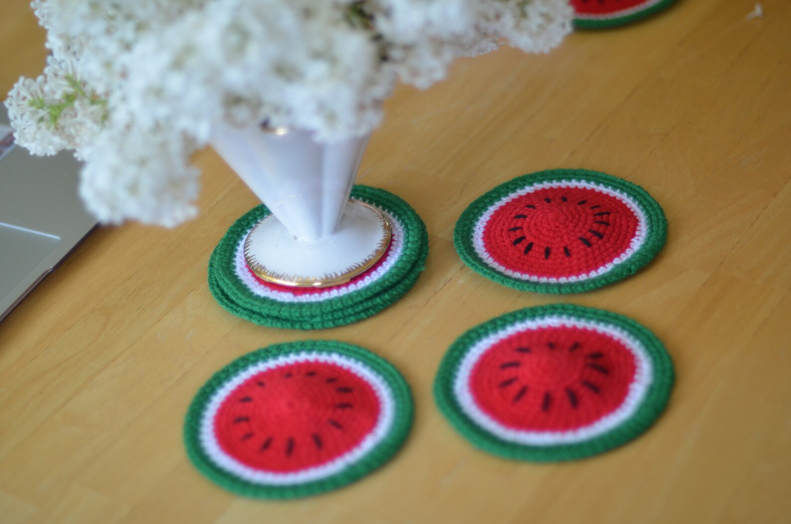 Crochet Watermelon Coaster Set of 6/ Mug rug/ Summer Home Etsy
