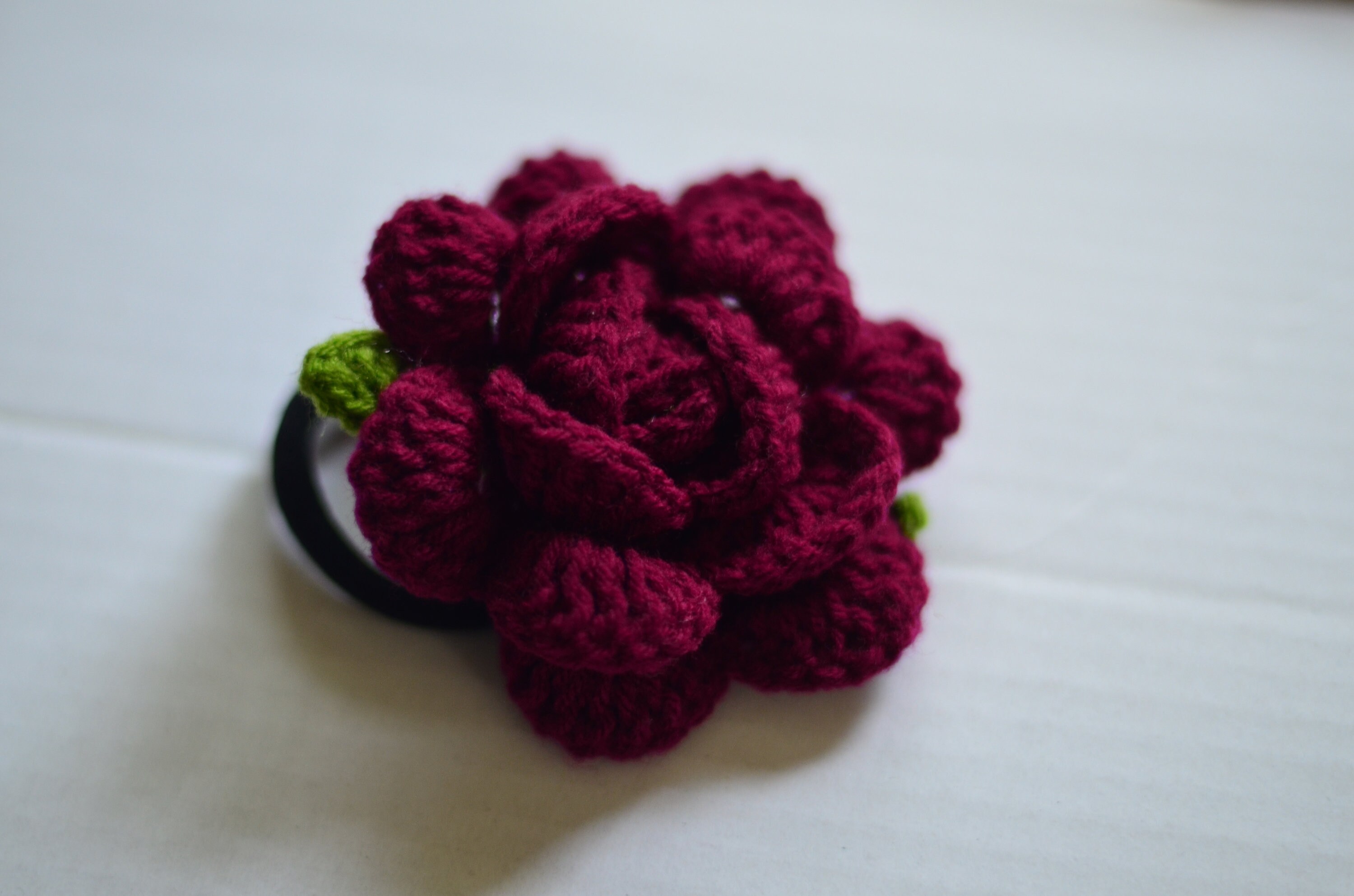 Crocheted Rose Hair Tie / Ponytail Holder / Womens Accessories - Etsy