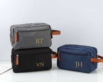 Customized men's toiletry bag, personalized canvas travel bag, travel toiletry bag, men's dopp kit, embroidered dopp bag, gift for him