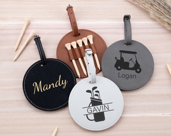 Golf Bag Tag -Lederanhänger Geschenk mit Golf Tee-Personalisiertes Golf Geschenk für Männer / Frauen-Benutzerdefinierte Golf Zubehör-Personalisierter Golf Tee Halter