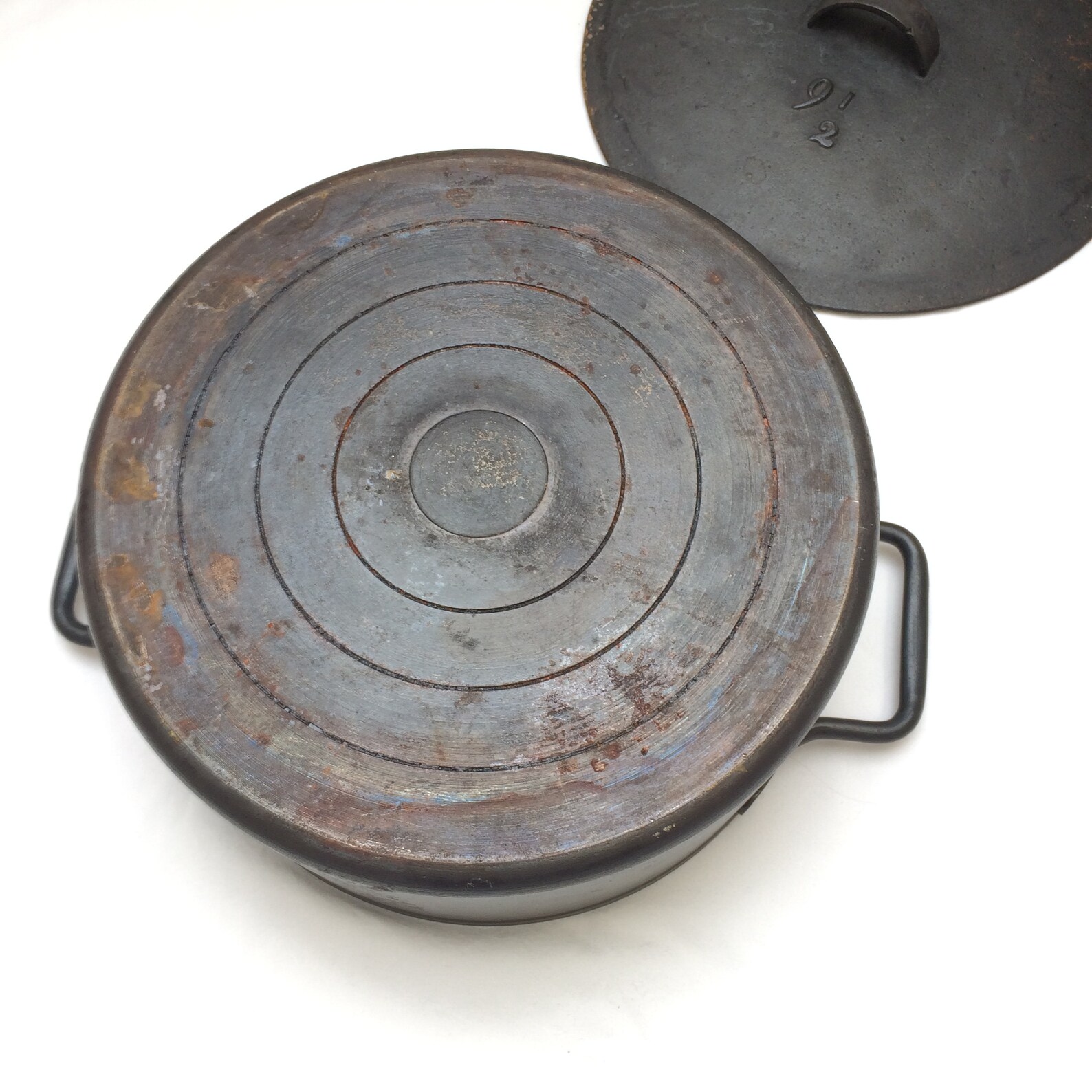 Rustic Vintage Cast Iron Pot with Lid Black Large Etsy