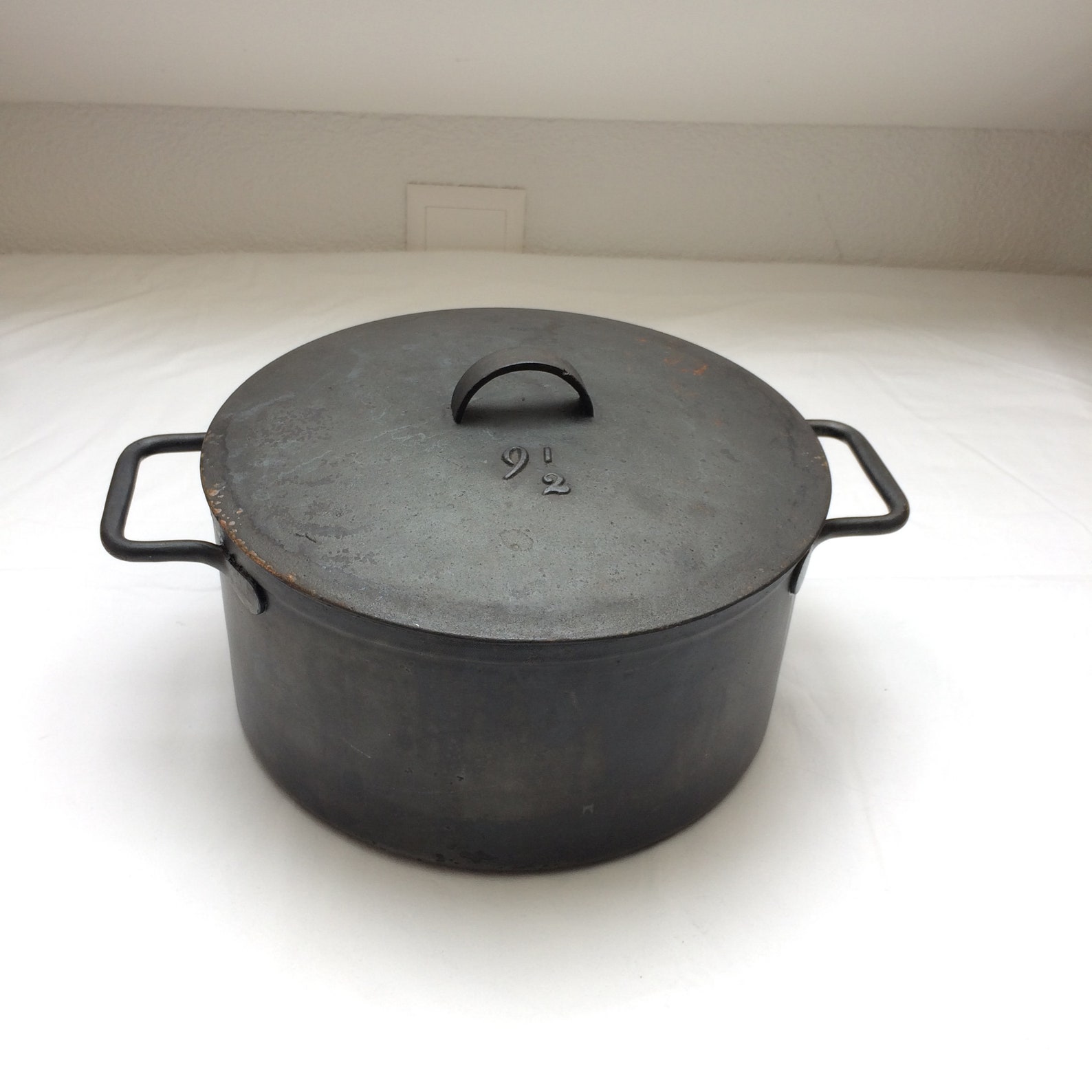Rustic Vintage Cast Iron Pot with Lid Black Large Etsy