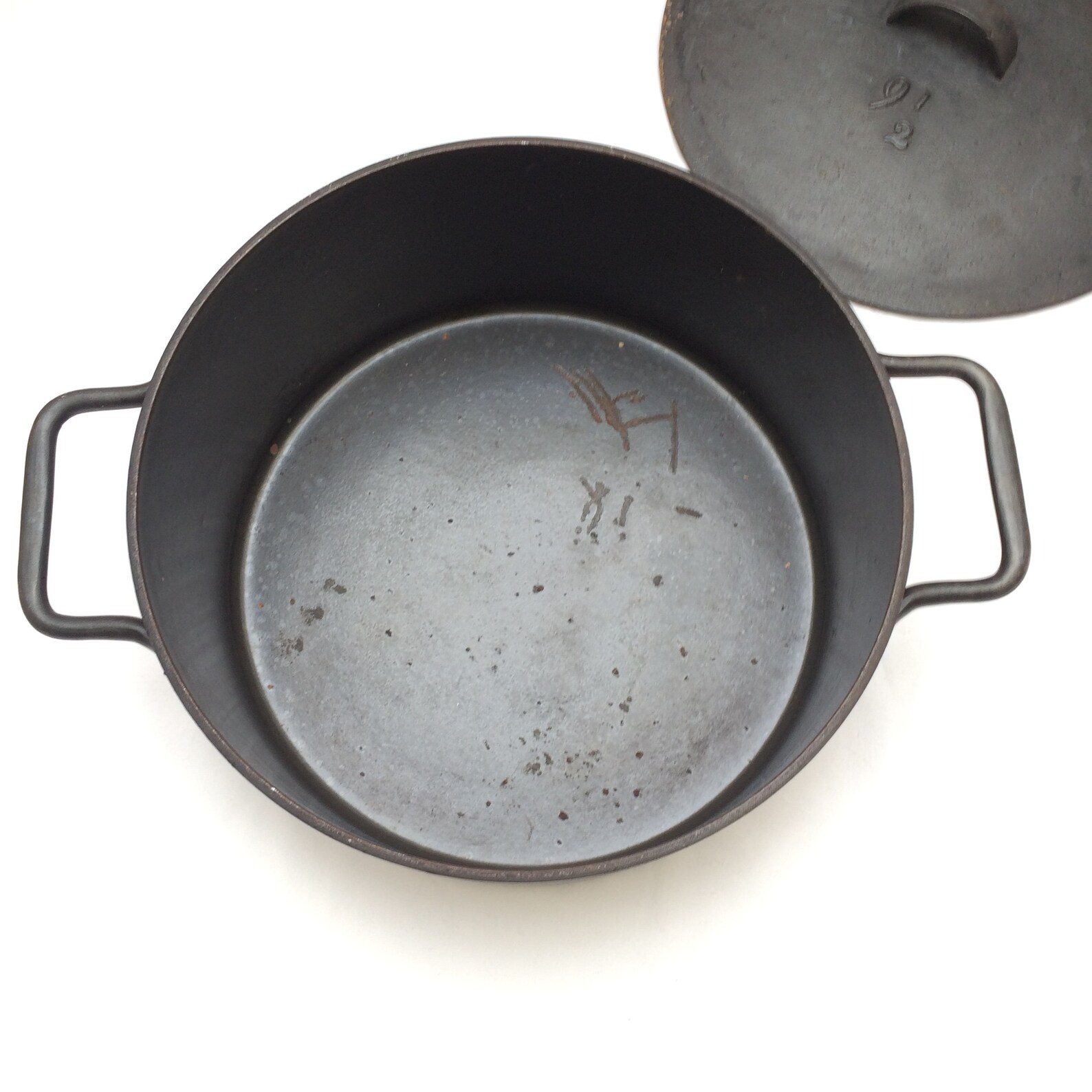 Rustic Vintage Cast Iron Pot with Lid Black Large Etsy